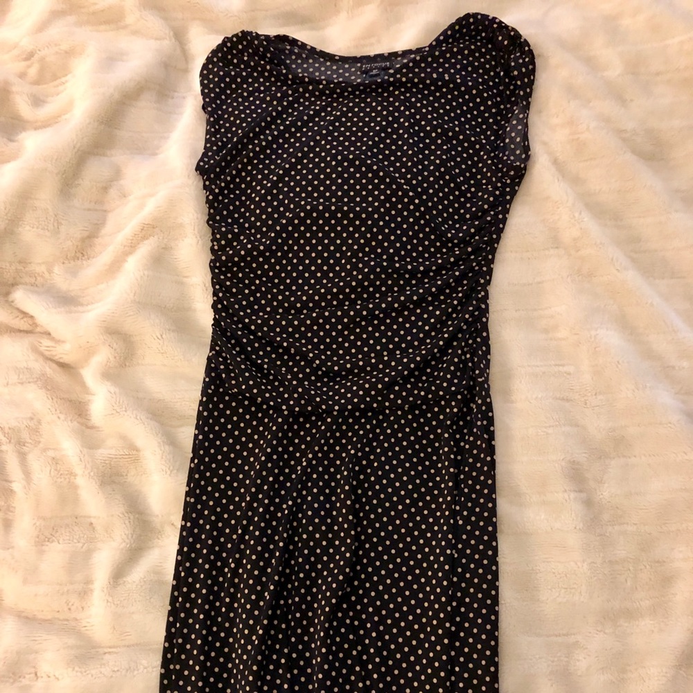 Black dress with tan polka dots